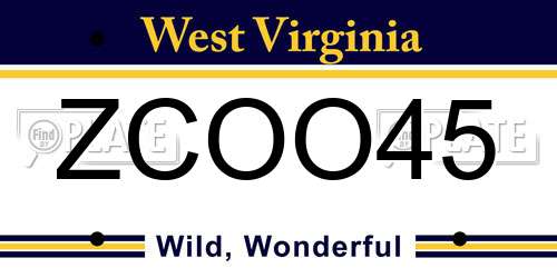 ZCOO45 West Virginia License Plate