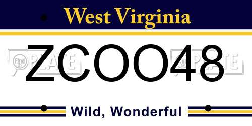 ZCOO48 West Virginia License Plate