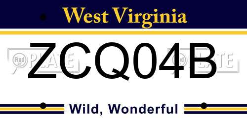 ZCQ04B West Virginia License Plate
