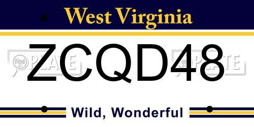 ZCQD48 West Virginia License Plate