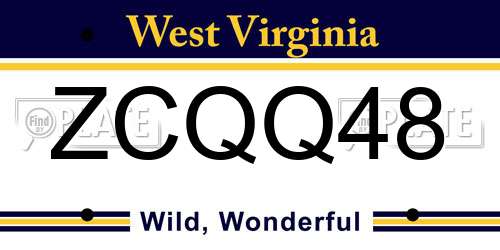 ZCQQ48 West Virginia License Plate