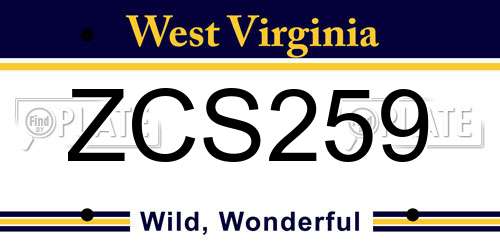 ZCS259 West Virginia License Plate