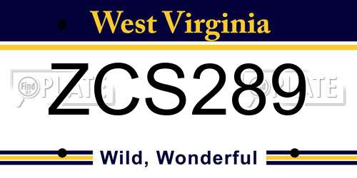 ZCS289 West Virginia License Plate