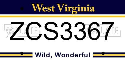 ZCS3367 West Virginia License Plate