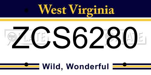 ZCS6280 West Virginia License Plate