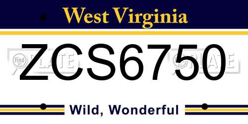 ZCS6750 West Virginia License Plate