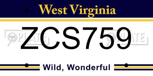 ZCS759 West Virginia License Plate
