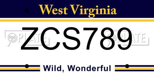 ZCS789 West Virginia License Plate