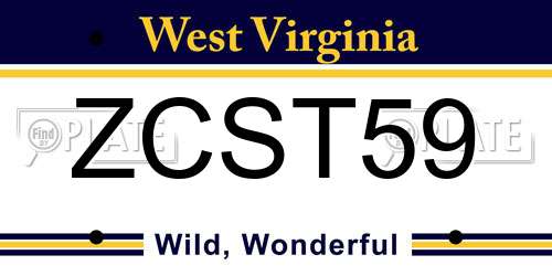 ZCST59 West Virginia License Plate