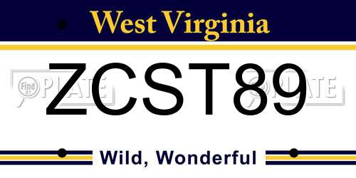ZCST89 West Virginia License Plate