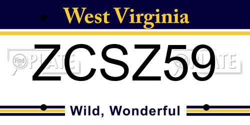 ZCSZ59 West Virginia License Plate
