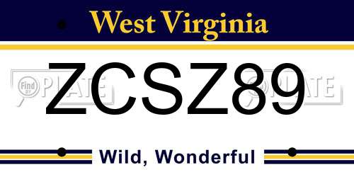 ZCSZ89 West Virginia License Plate