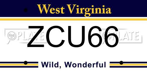 ZCU66 West Virginia License Plate