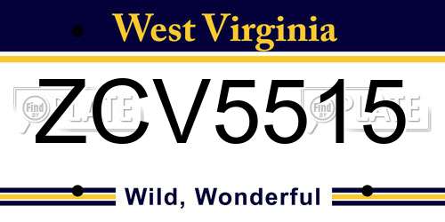 ZCV5515 West Virginia License Plate