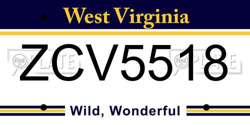 ZCV5518 West Virginia License Plate