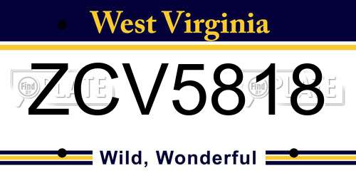 ZCV5818 West Virginia License Plate