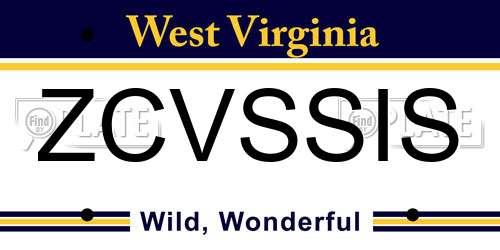 ZCVSSIS West Virginia License Plate