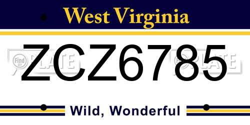 ZCZ6785 West Virginia License Plate