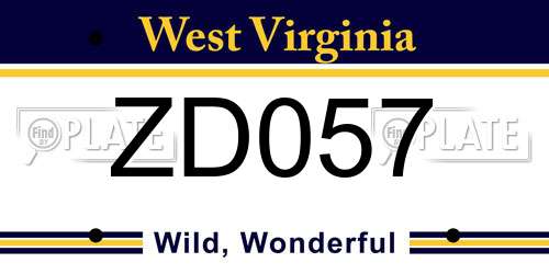 ZD057 West Virginia License Plate