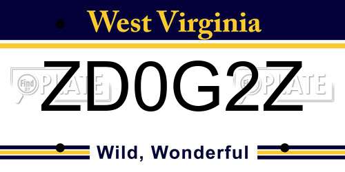 ZD0G2Z West Virginia License Plate