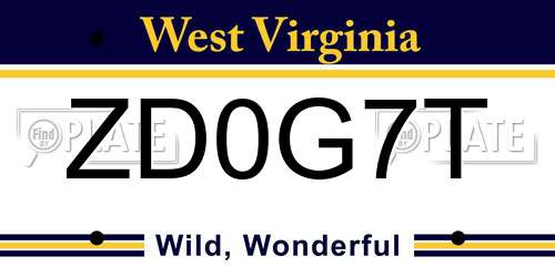 ZD0G7T West Virginia License Plate