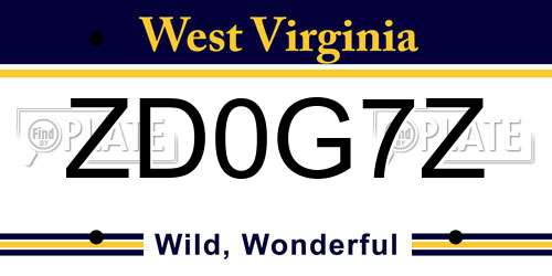 ZD0G7Z West Virginia License Plate