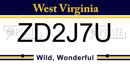 ZD2J7U West Virginia License Plate