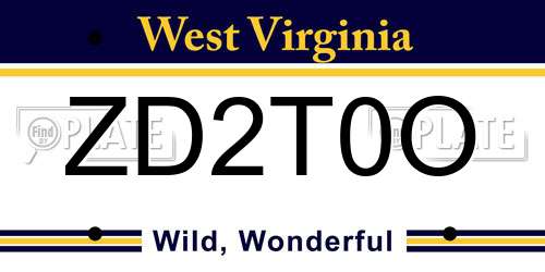 ZD2T0O West Virginia License Plate