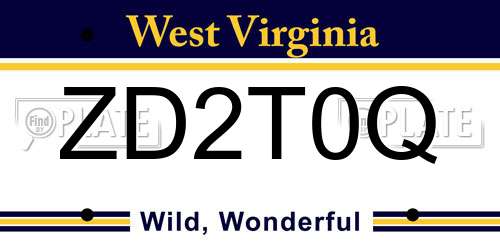 ZD2T0Q West Virginia License Plate