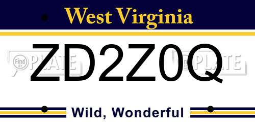 ZD2Z0Q West Virginia License Plate
