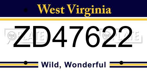 ZD47622 West Virginia License Plate