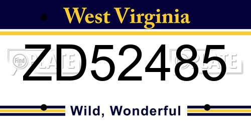 ZD52485 West Virginia License Plate