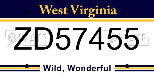 ZD57455 West Virginia License Plate