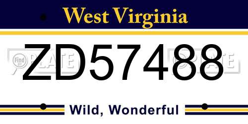 ZD57488 West Virginia License Plate