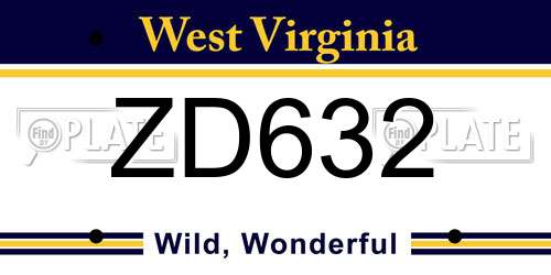 ZD632 West Virginia License Plate