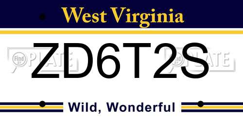 ZD6T2S West Virginia License Plate
