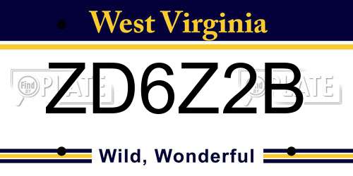 ZD6Z2B West Virginia License Plate