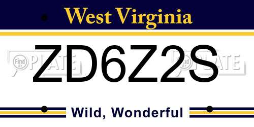 ZD6Z2S West Virginia License Plate