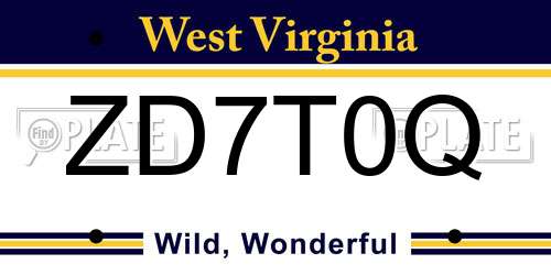 ZD7T0Q West Virginia License Plate