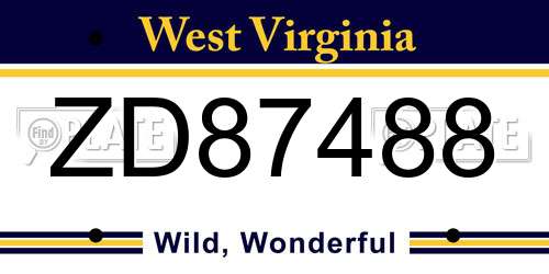 ZD87488 West Virginia License Plate