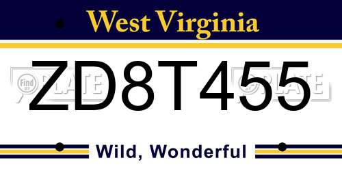 ZD8T455 West Virginia License Plate