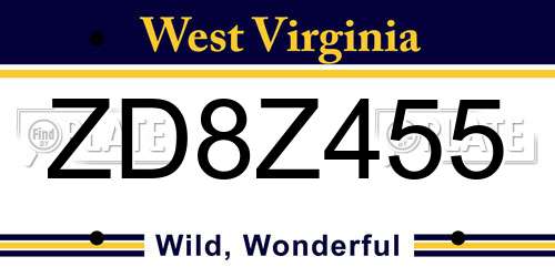 ZD8Z455 West Virginia License Plate