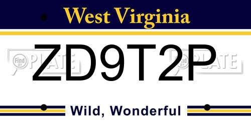 ZD9T2P West Virginia License Plate