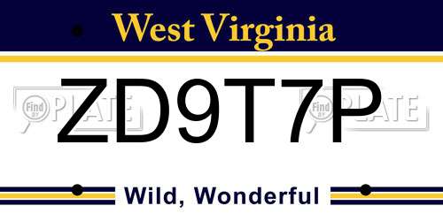 ZD9T7P West Virginia License Plate
