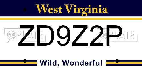 ZD9Z2P West Virginia License Plate
