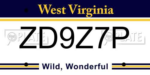 ZD9Z7P West Virginia License Plate