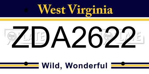 ZDA2622 West Virginia License Plate