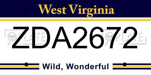 ZDA2672 West Virginia License Plate
