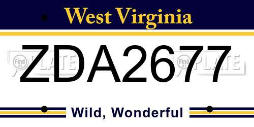 ZDA2677 West Virginia License Plate