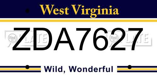 ZDA7627 West Virginia License Plate